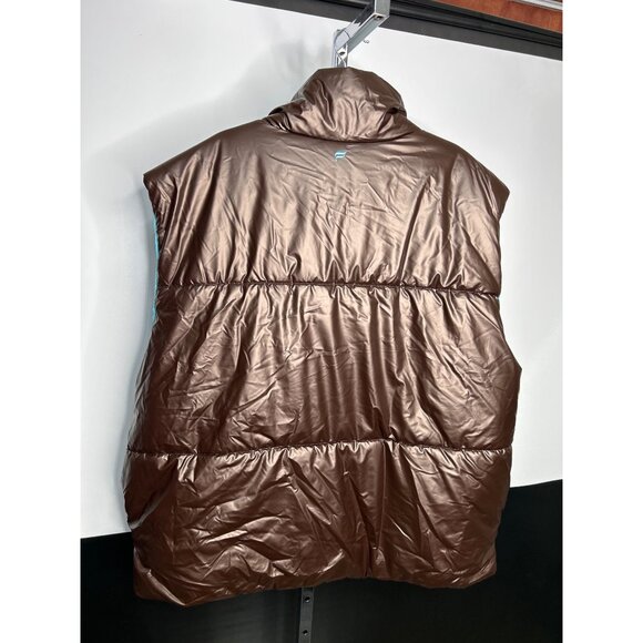 NWT Fabletics Oversized Puffer Vest XX/1X Cacao/Aqua Beach - Picture 6 of 9